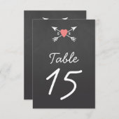 Herz + Pfeile Tischnummer Karte (Vorne/Hinten)