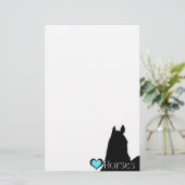 Herz Pferde I Aqua Herz (weißer Hintergrund) Briefpapier (Stehend Vorderseite)