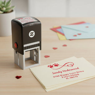 Herz & Pfoten Vordruck-Rücksende-Adresse-Stempel Permastempel