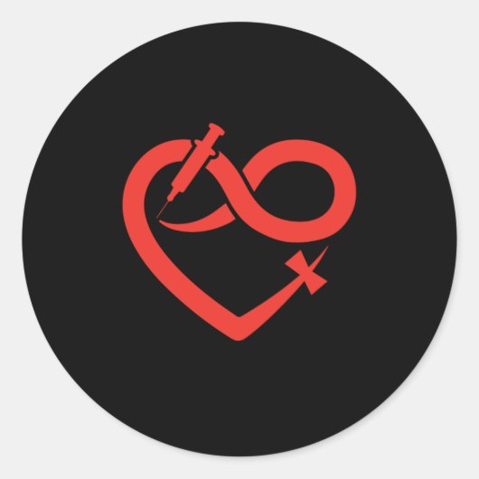 Herz Phlebotomy Spritze Phlebotomist Blutgeschenk Runder Aufkleber (Vorderseite)