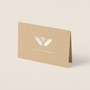 Herz & Pine - Silver & Kraft Paper Happy Holidays Folienkarte