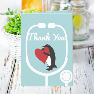 Herz Pinguin Arzt und Krankenschwester Dankeschön- Dankeskarte
