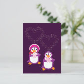 Herz & Pinguine Postkarte (Stehend Vorderseite)