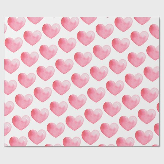 Herz-Pink-Aquarellmuster Geschenkpapier (Flach)