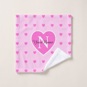"Herz" Pink Mit Monogramm Waschlappen