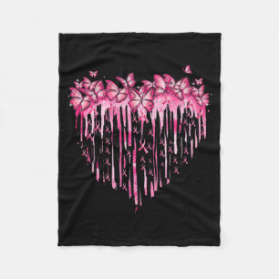 Herz Pink Ribbon Schmetterlinge Brustkrebs Awaren Fleecedecke