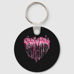 Herz Pink Ribbon Schmetterlinge Brustkrebs Awaren Schlüsselanhänger