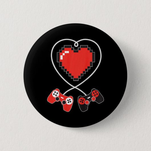 Herz Pixel Art Video-Game Controller Valentines D Button (Vorderseite)