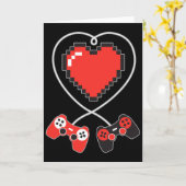 Herz Pixel Art Video-Game Controller Valentines D Karte (Gelbe Blume)