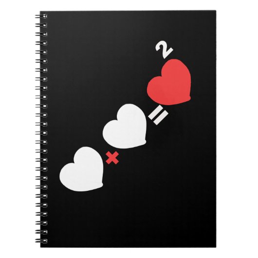 Herz plus Herz-Liebe-Mathe-Notizbuch Notizblock (Vorderseite)