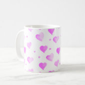 Herz Polka Dot Wasserfarbmuster Pink Kaffeetasse (Vorderseite Links)