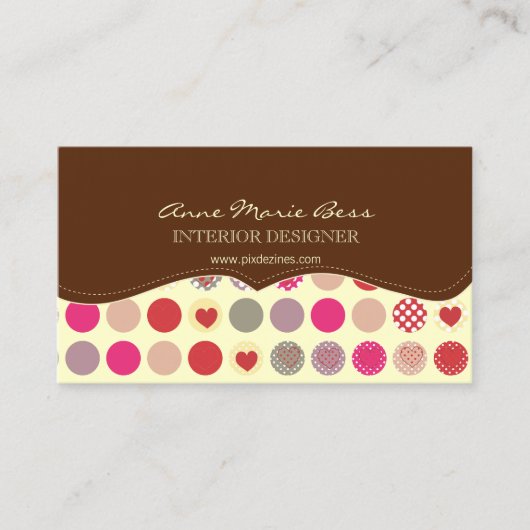Herz+Polka Dots Schokolade Visitenkarte (Vorderseite)