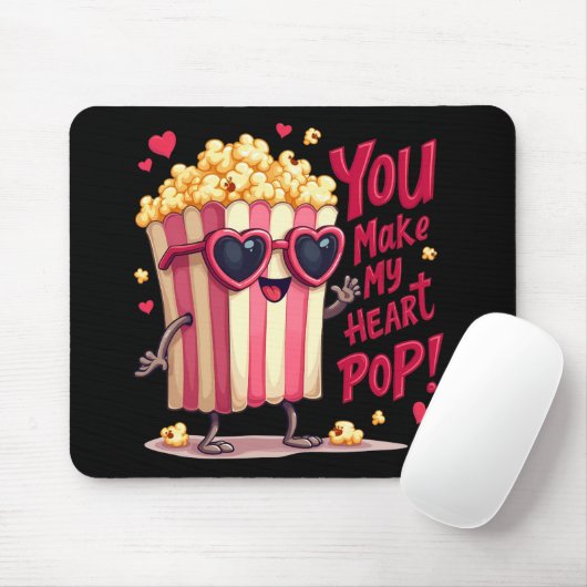 Herz-Popcorn Valentins-Design Mousepad (Mit Mouse)