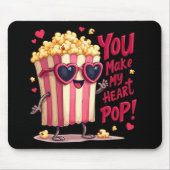 Herz-Popcorn Valentins-Design Mousepad (Vorne)