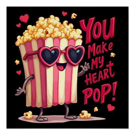 Herz-Popcorn Valentins-Design Poster (Vorderseite)