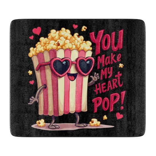 Herz-Popcorn Valentins-Design Schneidebrett (Vorderseite)