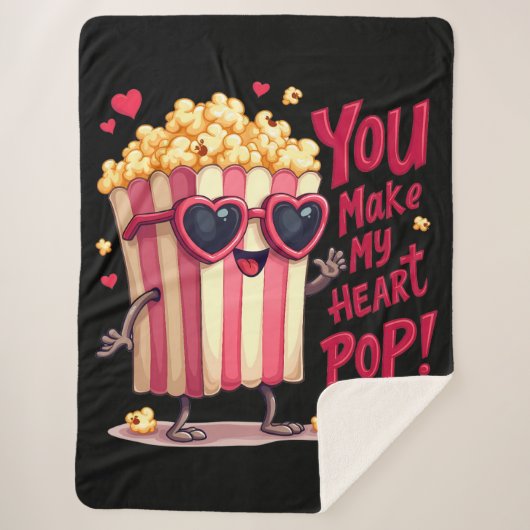 Herz-Popcorn Valentins-Design Sherpadecke (Vorderseite)