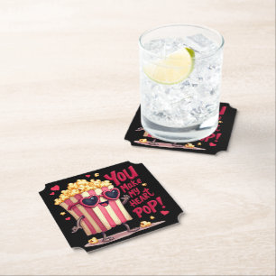 Herz-Popcorn Valentins-Design Untersetzer