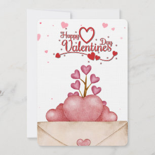 Herz Post Umschlag Baum Frohen Valentinstag Feiertagskarte