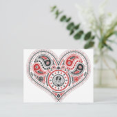 Herz - Postkarte (weiß/rot/schwarz) (Stehend Vorderseite)