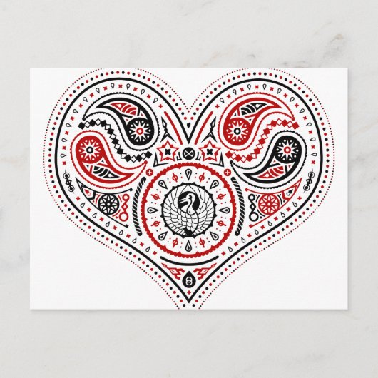 Herz - Postkarte (weiß/rot/schwarz) (Vorderseite)