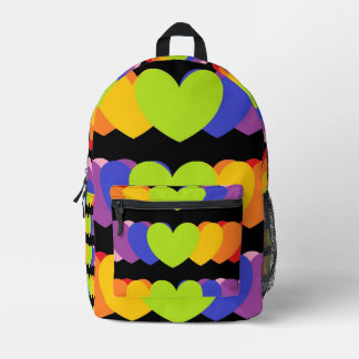 Herz Print Rucksack mit regenbogenfarbenen Herzen
