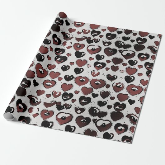 Herz Print Wrapping Papier. Geschenkpapier (Ungerollt)