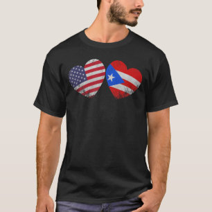 Herz Puerto Amerikanischer Flaggen Patriotische Fa T-Shirt