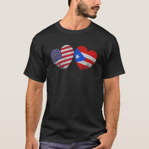 Herz Puerto Amerikanischer Flaggen Patriotische Fa T-Shirt