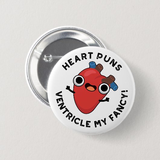 Herz Puns Ventricle Mein Extravaganter Funny Anato Button (Vorne & Hinten)