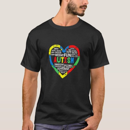 Herz-Puzzle Autismus-Bewusstsein Hell Lustig Ander T-Shirt (Vorderseite)