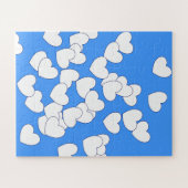 Herz Puzzle blau und weiß (Horizontal)