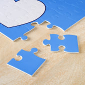 Herz Puzzle blau und weiß (Seite)