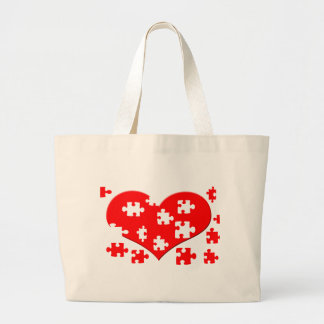 Herz-Puzzlespiel-Tasche Jumbo Stoffbeutel
