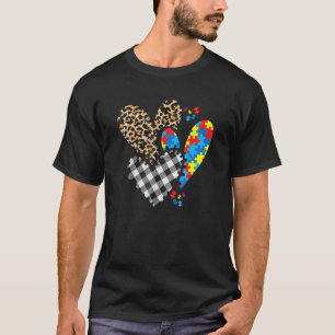 Herz-Puzzleteil Leopard Kariert Büffel Autismus Er T-Shirt