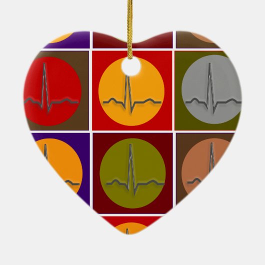 Herz-QRS Pop-Kunst Keramikornament (Hinten)