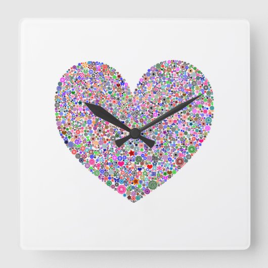 Herz Quadratische Wanduhr (Vorderseite)