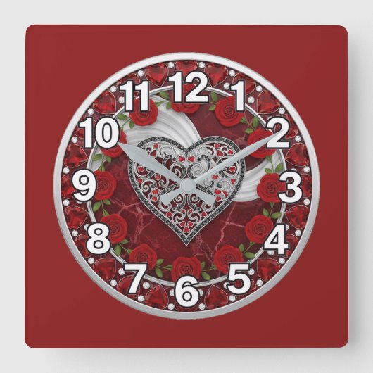 Herz  quadratische wanduhr (Vorderseite)