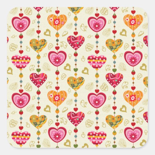 Herz Quadratischer Aufkleber (Vorderseite)