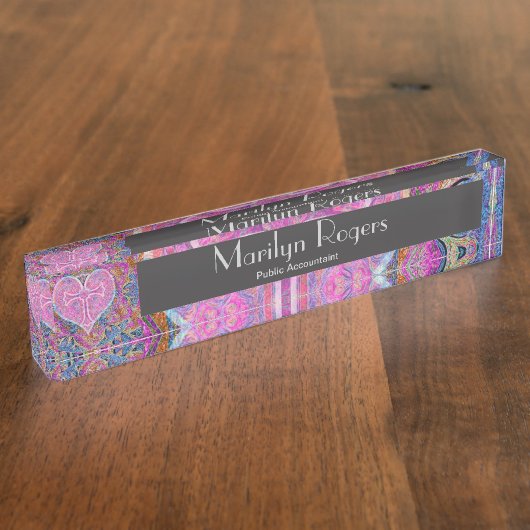 Herz-Quermuster im Rosa Namensplakette (Seite)