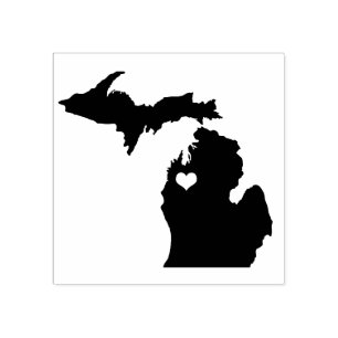 Herz-Querstadt-Michigan-Gummi-Briefmarke Gummistempel