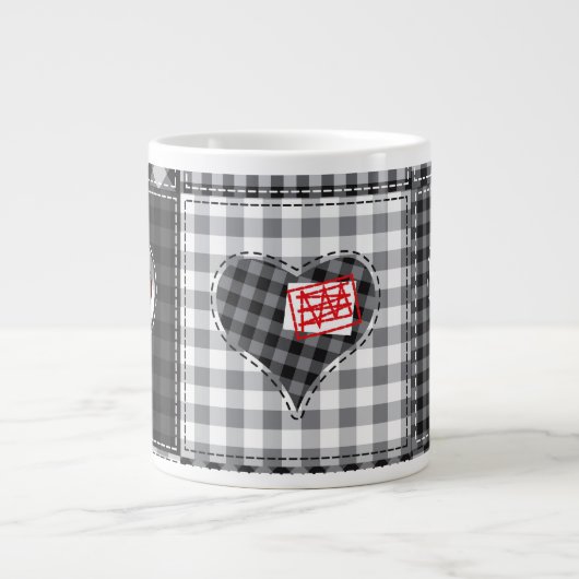 Herz-Quilt-Patchwork-Kaffeetasse Jumbo-Tasse (Vorderseite)
