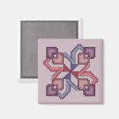 Herz Quilt Square Kreuzstich Muster Magnet (Vorderseite/Rückseite)