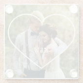 Herz-Rahmen-modernes Monogramm-Foto Glasuntersetzer (Rückseite)