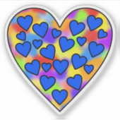 Herz Rainbow and Blue Aufkleber (Vorderseite)