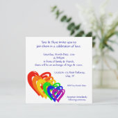 Herz-Regenbogen Einladung (Stehend Vorderseite)