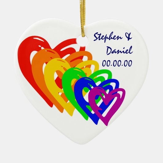 Herz-Regenbogen Keramik Ornament (Vorne)