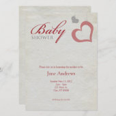 Herz reiht Babyparty - Rot u. Schwarzes auf Einladung (Vorne/Hinten)