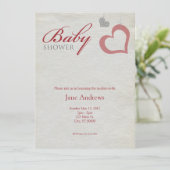 Herz reiht Babyparty - Rot u. Schwarzes auf Einladung (Stehend Vorderseite)