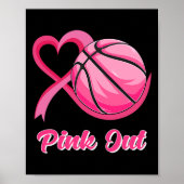 Herz Ribbon Basketball Pink Out Brustkrebs Awa Poster (Vorne)